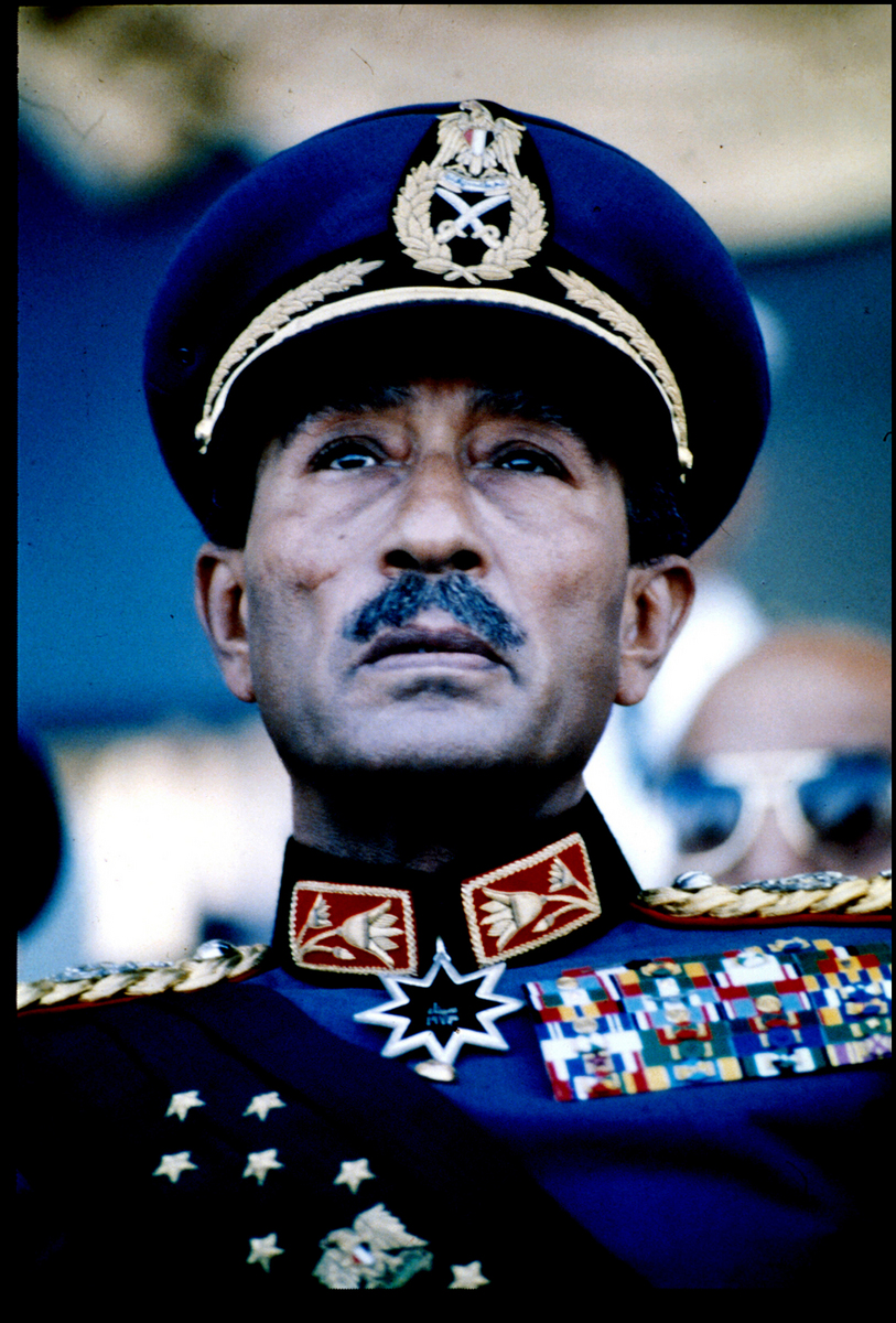 Egyptian President Anwar Sadat at 6th of October military parade, 1980 : Sadat-Mubarak 1978-1981 : BILL FOLEY 