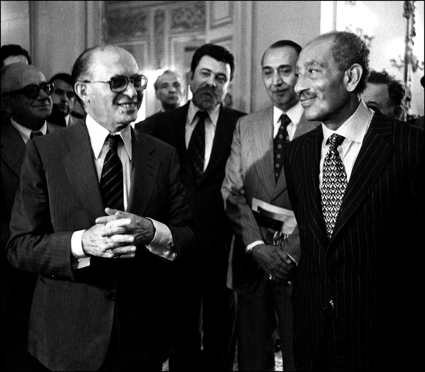 Sadat and Begin are all smiles at the end of their press conference. : Sadat-Mubarak 1978-1981 : BILL FOLEY 
