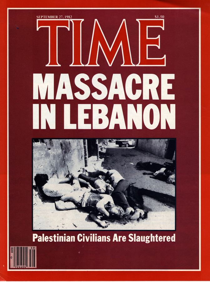 Time Magazine Cover, Massacre of Palestinians in Beirut 1982. : Sabra Chatilla Massacre Beirut 1982 Pulitzer series : BILL FOLEY 
