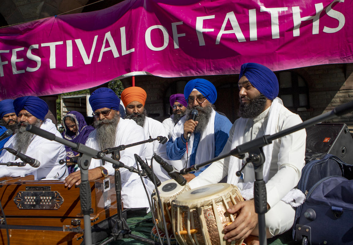 Sikhs perform at the 2022 Festival of Faiths : Festival of Faith, Back in Person! 2022. Military Park Downtown, Indianapolis, September 18, 2022! And Festival of Faith Pre-Pandemic 2019! : BILL FOLEY 