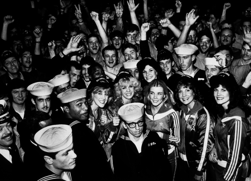 Dallas Cowgirls onboard US Warship off the coast of Beirut, with US Navy personnel. 1982 : USMC in Beirut 1982-1983 : BILL FOLEY 