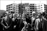 US Diplomat Lawrence Eagleburger speaks to reporters in front of destroyed US Embassy April, 1983 - © 2023 Bill Foley. All Rights Reserved.