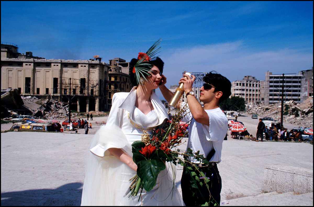 Hair and Makeup, Lebanese model, Martyr's square, Beirut 1993. : Lebanon 1981-2008 : BILL FOLEY 