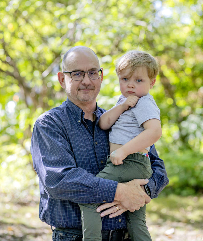 Dean Jewell holds his grandson. : FIX Heartbreak and Hope inside Indiana's opioid crisis-Portraits of Recovery : BILL FOLEY 