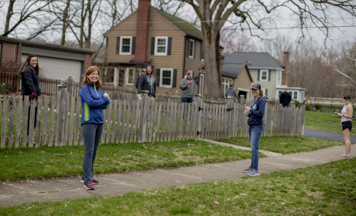 Proper Social distancing at a neighborhood gathering. : Observations in a Pandemic 2020-2021 : BILL FOLEY 