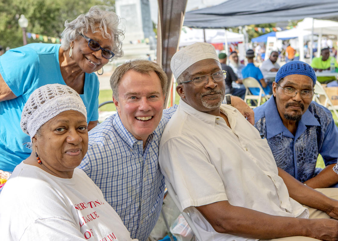 Mayor Joe Hogsett with Imam Michael Sahir and others at the Festival of Faith in 2019.
 : Festival of Faith, Back in Person! 2022. Military Park Downtown, Indianapolis, September 18, 2022! And Festival of Faith Pre-Pandemic 2019! : BILL FOLEY 