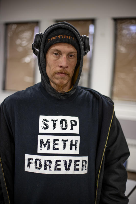 Stop Meth-sign says it all.
Next Step, Terre Haute. : FIX Heartbreak and Hope inside Indiana's opioid crisis-Portraits of Recovery : BILL FOLEY 