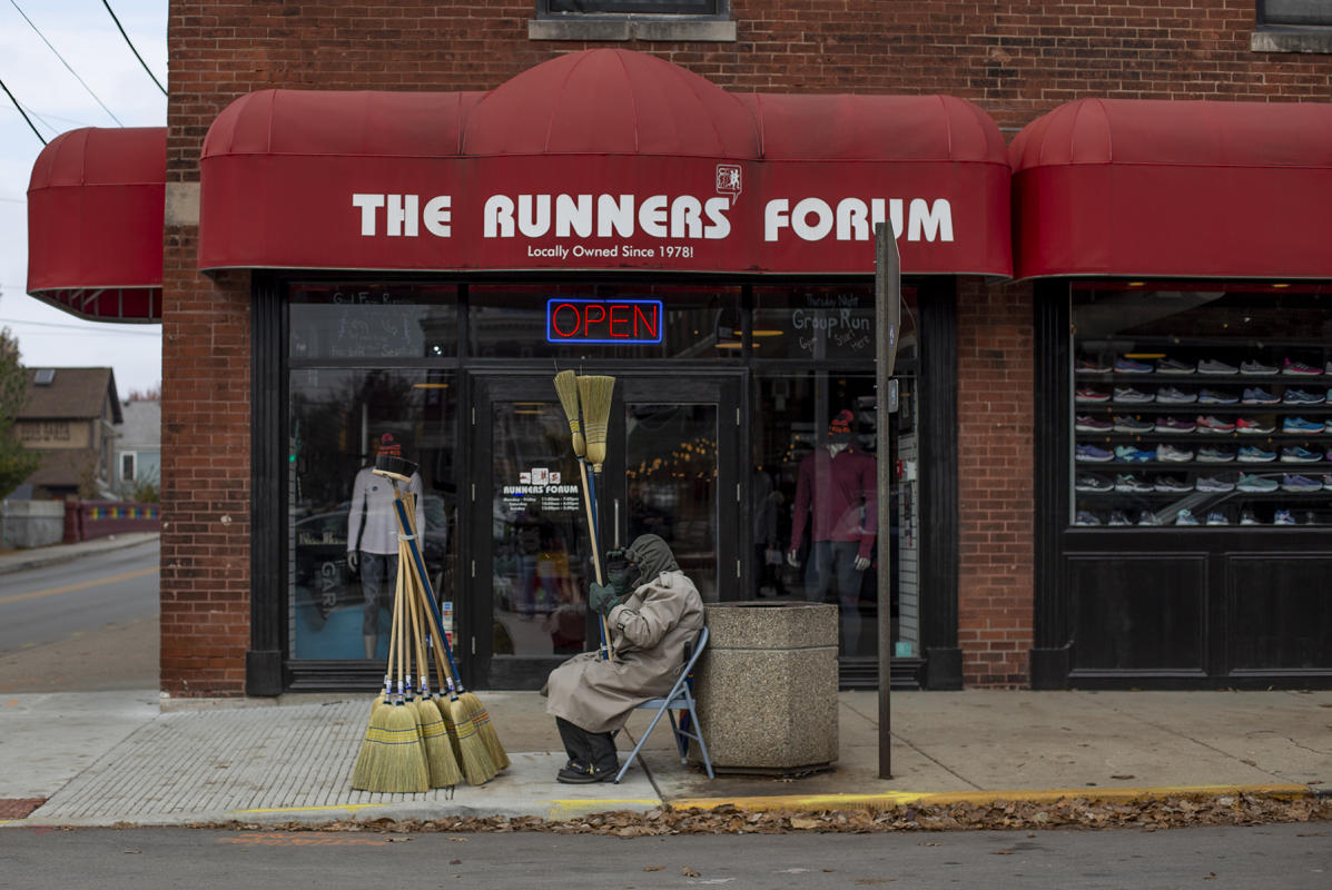 Jim the Broom guy waits for customers 2019 : Portraits  : BILL FOLEY 