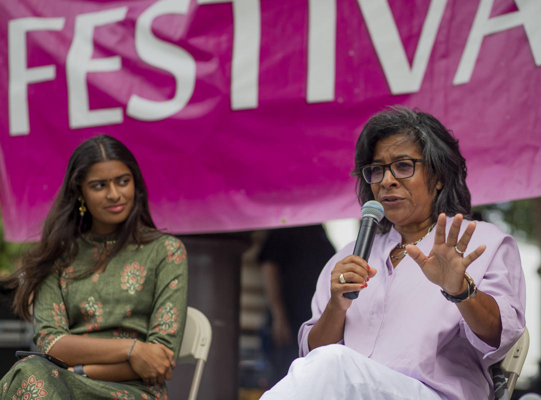 Deputy Mayor Judith Thomas speaks to local high school and college students at the 2022 Festival of Faith. : Festival of Faith, Back in Person! 2022. Military Park Downtown, Indianapolis, September 18, 2022! And Festival of Faith Pre-Pandemic 2019! : BILL FOLEY 