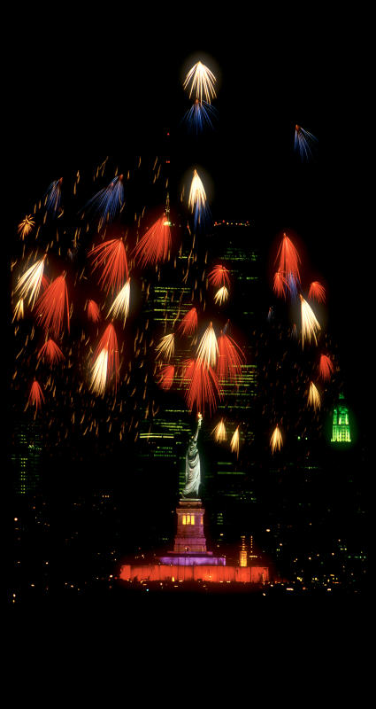 Red White and Blue fireworks over the Statue of Liberty, July 4th 1986. 100th Anniversary of the Statue of Liberty. World Trade Center seen in the background. Vintage C Print-16x20-matted and framed 20x24. Printed 1986. $2,500.00 
Digital Prints various sizes also available. Contact: bill@billfoley.com : Fourth of July! : BILL FOLEY 